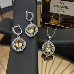 نیم ست جواهری سنگ اصلی