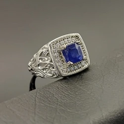 انگشتر نقره مردانه جواهری سنگ اصلی