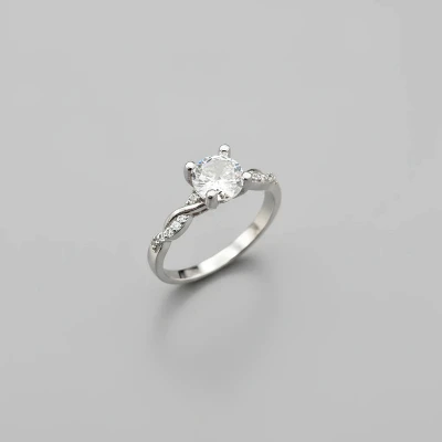 انگشتر نقره زنانه جواهری سولیتر 110028