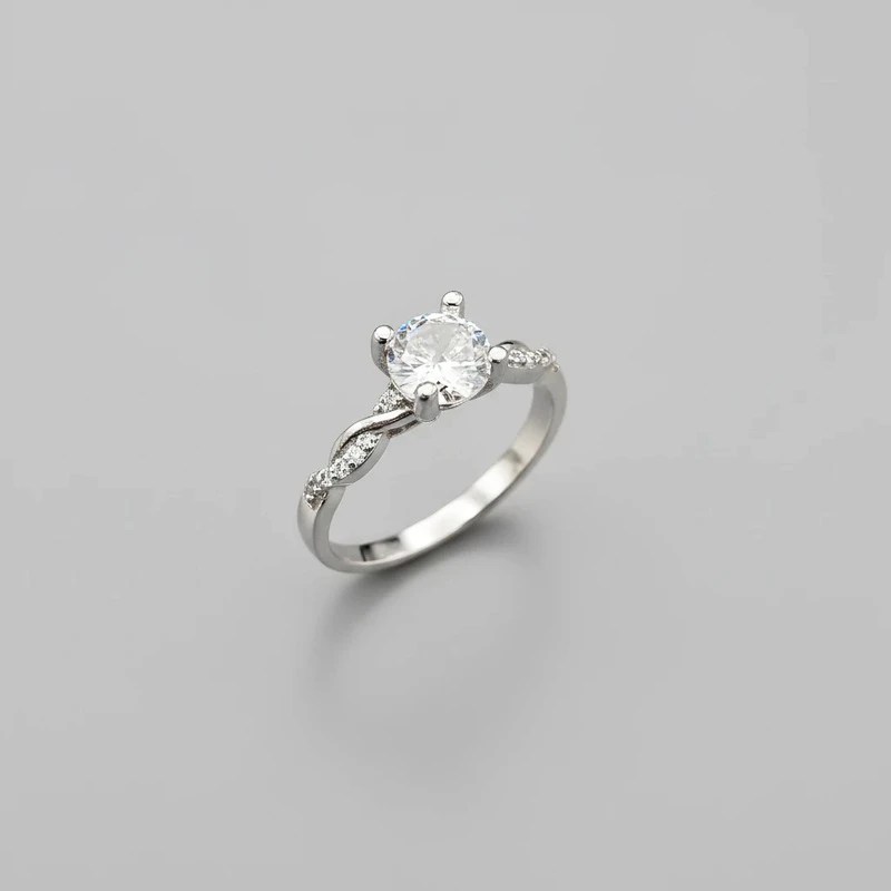 انگشتر نقره زنانه جواهری سولیتر 110028