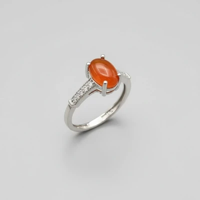 انگشتر نقره زنانه جواهری با سنگ عقیق یمن110706