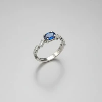 انگشتر نقره زنانه جواهری با سنگ آبی اتمی 110109