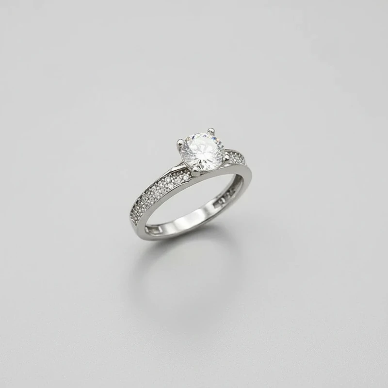 انگشتر نقره زنانه جواهری سولیتر 110012