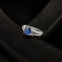 انگشتر نقره زنانه جواهری با سنگ اتمی آبی 110053