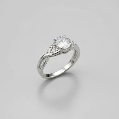 انگشتر نقره زنانه جواهری سولیتر 110071