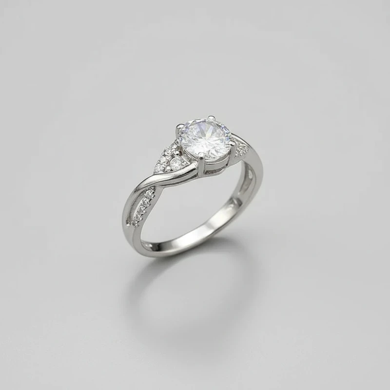 انگشتر نقره زنانه جواهری سولیتر 110071