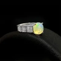 انگشتر نقره زنانه جواهری باسنگ اوپال سفید110339