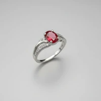 انگشتر نقره زنانه جواهری با سنگ اتمی قرمز 110053