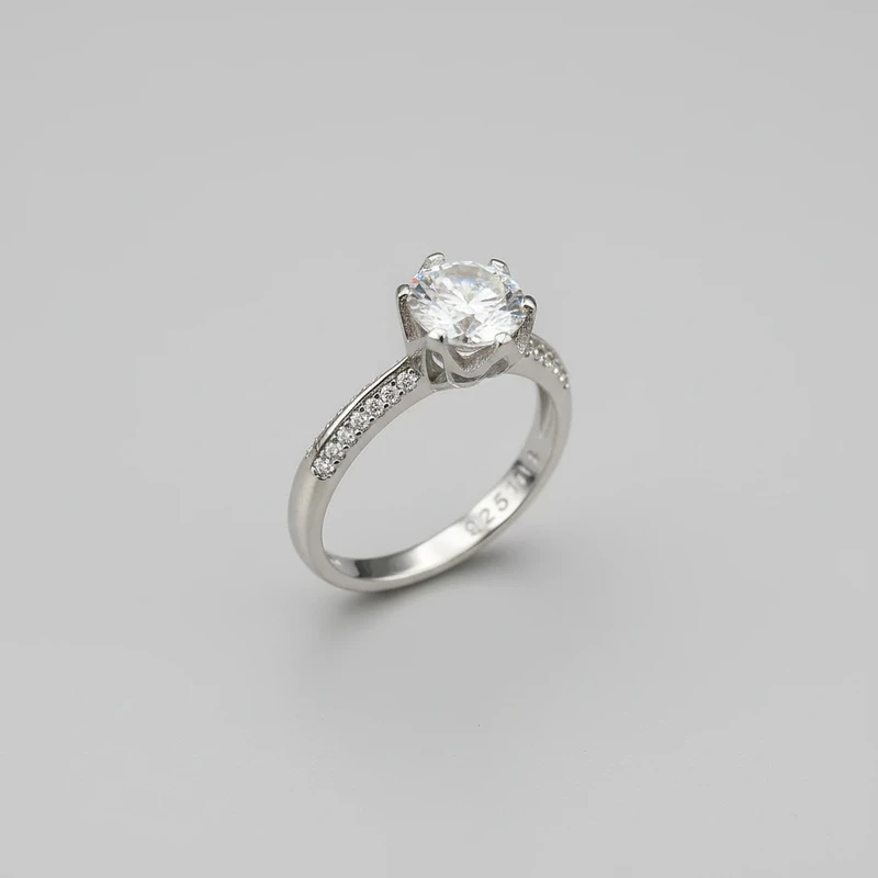 انگشتر نقره زنانه جواهری سولیتر110043