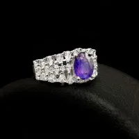 انگشتر نقره جواهری زنانه با سنگ یاقوت کبود 110671