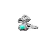انگشتر نقره زنانه جواهری با سنگ فیروزه 110349