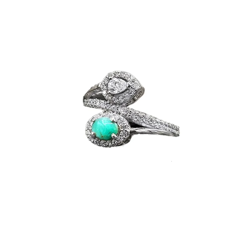 انگشتر نقره زنانه جواهری با سنگ فیروزه 110349