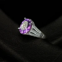 انگشتر نقره جواهری زنانه با سنگ آمیتیست 110573