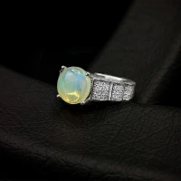 انگشتر نقره زنانه جواهری باسنگ اوپال سفید110339
