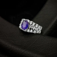 انگشتر نقره جواهری زنانه با سنگ یاقوت کبود 110671