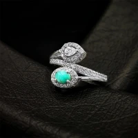 انگشتر نقره زنانه جواهری با سنگ فیروزه 110349